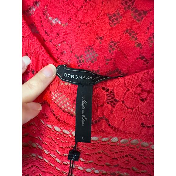 BCBGMAXAZRIA Jalina Lace Dress in Red Berry, Large NEW - Picture 3 of 7